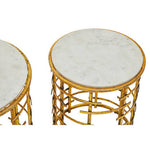 Rabia Gold Set Of 2 Round Tables with Marble Top