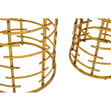 Rabia Gold Set Of 2 Round Tables with Marble Top