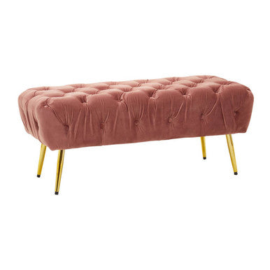 Tamra Dusty Pink Velvet Bench with Gold Legs