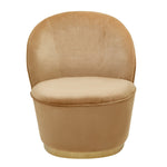Kids Tamra Gold Beige Velvet Chair with Gold Base