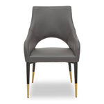 Gilden Grey Leather Effect Dining Chair with Gold Tip Legs