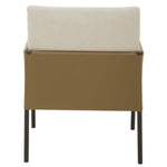 GildenWhite Fabric and Brown Faux Leather Dining Chair