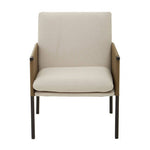 GildenWhite Fabric and Brown Faux Leather Dining Chair
