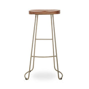 Nandri Acacia Wood and Antique Silver Bar Stool