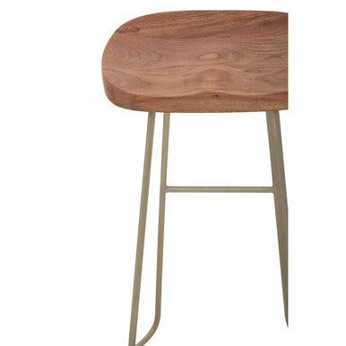Nandri Acacia Wood and Antique Silver Bar Stool