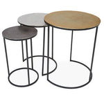 Elias Set of Three Hammered Metal Nesting Tables