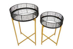 Enzo Set Of Two Black Wire And Gold Frame Tables