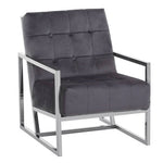 Hana Grey Velvet Chair with Stainless Steel Frame