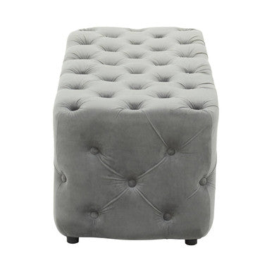 Alea Grey Velvet Button Tufted Bench