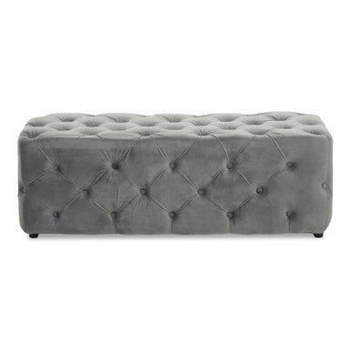 Alea Grey Velvet Button Tufted Bench