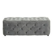 Alea Grey Velvet Button Tufted Bench