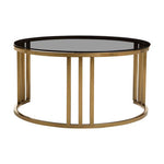Alana Set of 2 Gold Base and Glass Top Round Nesting Coffee Tables