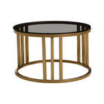 Alana Set of 2 Gold Base and Glass Top Round Nesting Coffee Tables