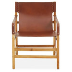 Kendari Light Brown Leather And Teak Wood Chair
