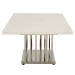 Moda White Faux Marble Coffee Table With Silver Finish Frame