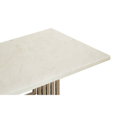 Moda White Faux Marble Coffee Table With Silver Finish Frame