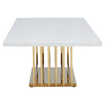 Moda Ivory White Faux Marble Coffee Table With Gold Finished Frame