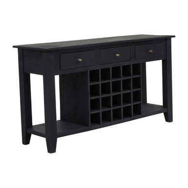 Fusion Black Mango Wood Console Table with Wine Storage