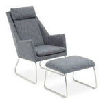 Azalea Grey Fabric Lounge Chair And Footstool Set