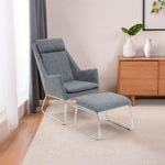 Azalea Grey Fabric Lounge Chair And Footstool Set