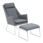 Azalea Grey Fabric Lounge Chair And Footstool Set