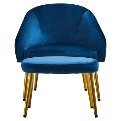 Yasmeen Midnight Blue Chair And Footstool
