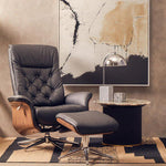 Warrington Black Leather Effect Recliner And Footstool