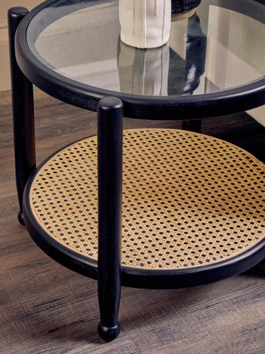 Cebu Rattan and Glass Side Table
