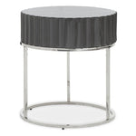 Genoa Grey Gloss Finish Round Side Table