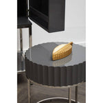 Genoa Grey Gloss Finish Round Side Table