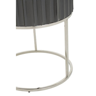 Genoa Grey Gloss Finish Round Side Table