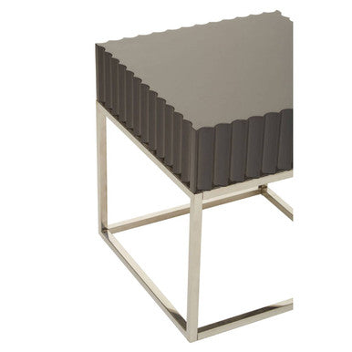 Genoa Grey Gloss Finish Square Side Table