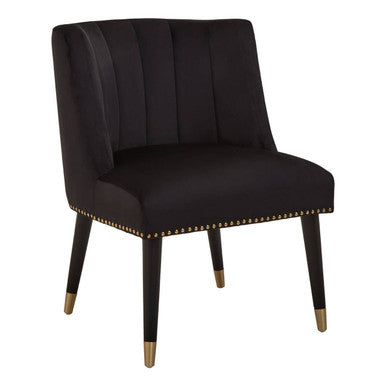 Doucet Black Velvet Dining Chair With Black Legs
