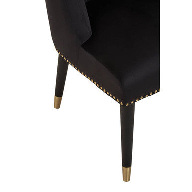 Doucet Black Velvet Dining Chair With Black Legs