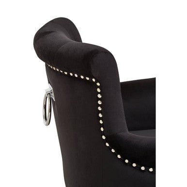 Doucet Black Velvet Dining Chair With Ring Back