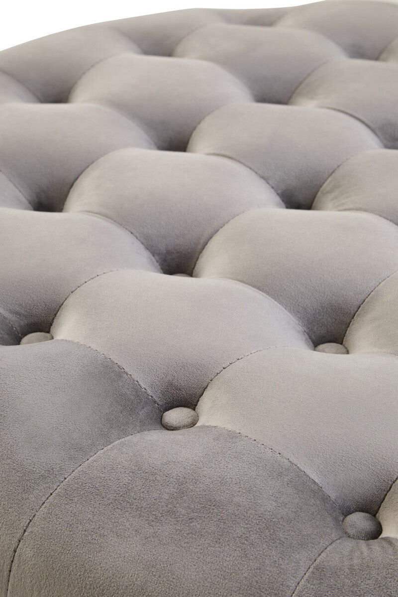 Haley Grey Velvet Round Tufted Footstool