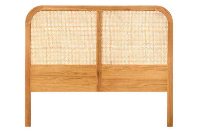 Lyon Rattan and Oak Wood Double Bed Headboard