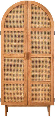 Lyon Rattan and Oak Wood 2 Door Wardrobe