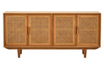 Lyon Rattan and Oak Wood 4 Door Sideboard