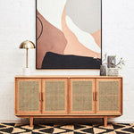 Lyon Rattan and Oak Wood 4 Door Sideboard