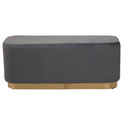 Hartford Grey Velvet Bench with Matte Gold Base