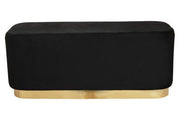 Hartford Black Velvet Bench With Matte Gold Base