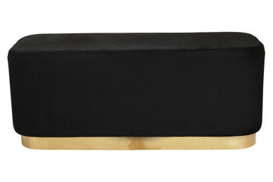 Hartford Black Velvet Bench With Matte Gold Base
