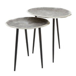 Silva Set Of Two Oak Effect Silver Top Side Tables