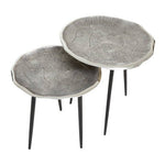 Silva Set Of Two Oak Effect Silver Top Side Tables