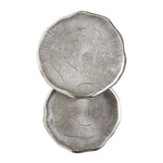 Silva Set Of Two Oak Effect Silver Top Side Tables