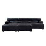 King Antique Black Leather Modular Ottoman