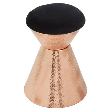 Jaipur Black Velvet And Copper Finish Stool