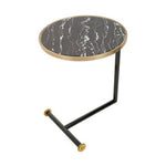 Oria Black Glass and Marble Effect Side Table