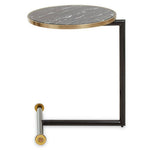 Oria Black Glass and Marble Effect Side Table